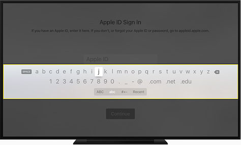 Text entry on the new Apple TV Remote