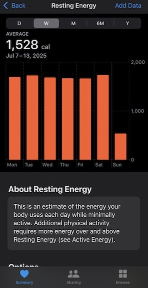 Apple Health Alert "Resting Energy" 