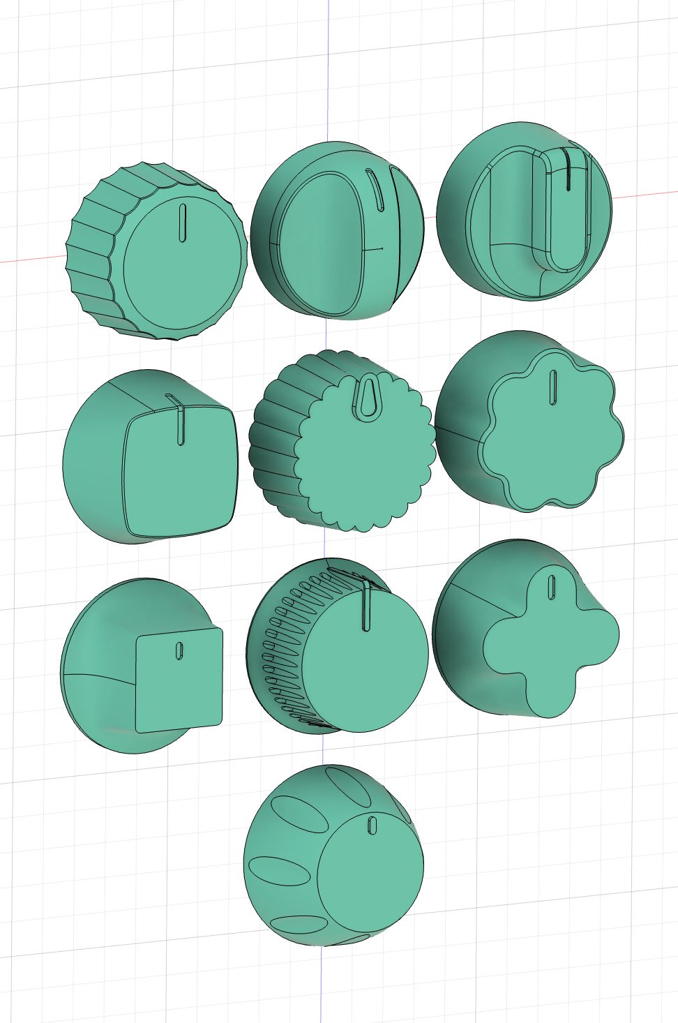 Range knob concepts modeled in Autodesk Fusion