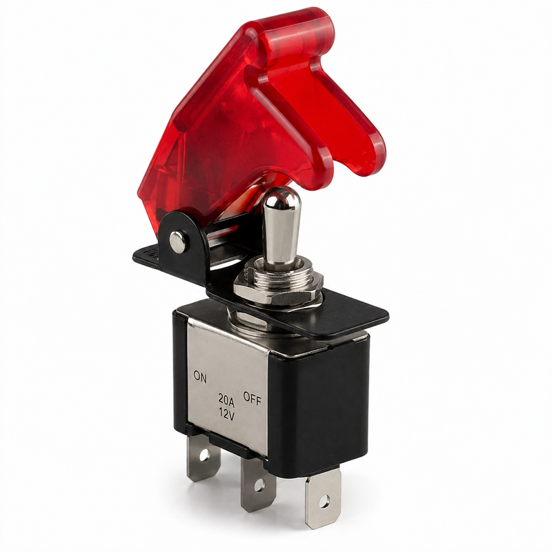 Much beloved in action movies, this simple switch cover protects it from accidental activation. Image by the Author
