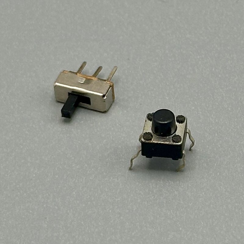 A miniature snap-action switch that fires at a sharp, consistent actuation point regardless of press speed. Photo by the Author