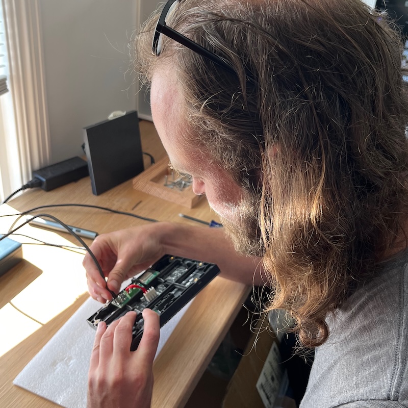Tobias prototyping the Tuneshine